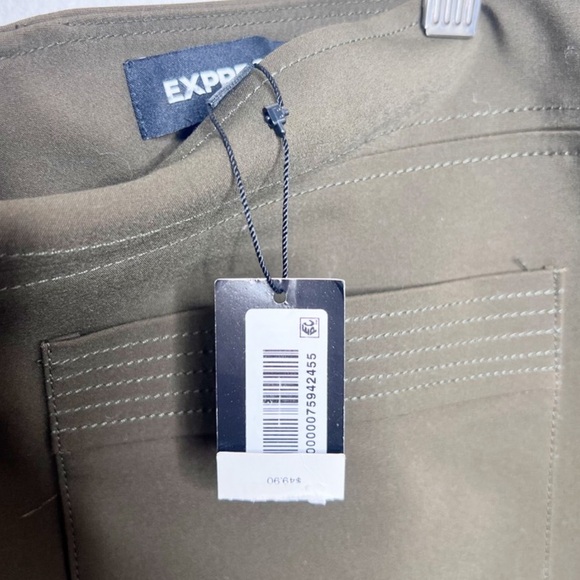 New with Tag Express Olive Green Hip Pocket Formal Business Casual Mini Skirt - Picture 15 of 16